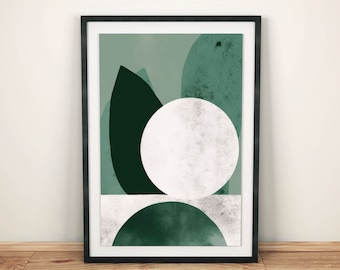 Nowoczesna sztuka ścienna do salonu | Minimalistyczny zielony plakat abstrakcyjny | Nowoczesne wydruki artystyczne idealne do przedpokoju, biura lub domowego gabinetu | Wydruk artystyczny