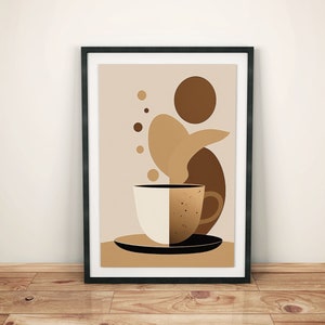 Abstrakte Kaffeetasse in Boho Optik für die Küche | Küchendeko Boho-Stil | Küchenposter | Moderne Küchenwanddekoration | Bilder Küche