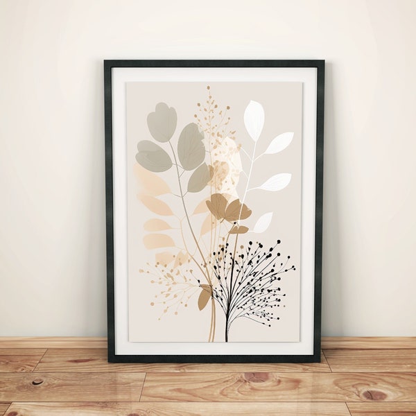 Minimalistisches Boho Poster - Abstrakte Zweige im Boho-Stil, Boho Deko, Bilder Wohnzimmer Schlafzimmer Büro, Bohemian, Modern skandinavisch