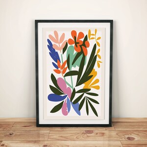 Pôster Flores abstratas no estilo de Matisse | Impressão artística de Matisse em quadro de parede | Pôster de flores | decoração de parede com flores | Arte de parede colorida para casa