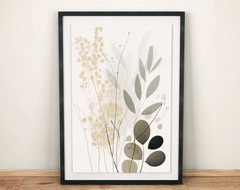 Minimalist Boho Poster: Abstract Plants and Flowers | Boho wall art | Modern Bohemian Mural | Boho chic decoration