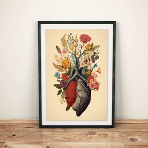 Ästhetisches Vintage Poster | Anatomie und Natur Wandkunst | Blumen & Lunge Kunstdruck | Mystische Wanddeko für Wohnzimmer und Praxis