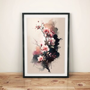 Arte boudoir chic per il soggiorno | Estetica floreale dell'acquerello | Fiori delicati dal tocco vintage in toni tenui | Idea regalo per un arredamento armonioso