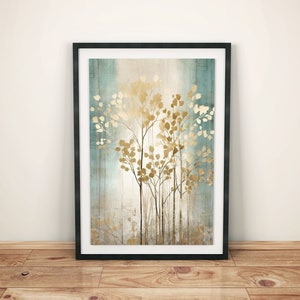 Vintage Boho Wandkunst: Goldene Zweige im dekorativem Design | Minimalistisches Wandbild | Zeitlose Ästhetik | Boho Poster | Gold-Optik Deko
