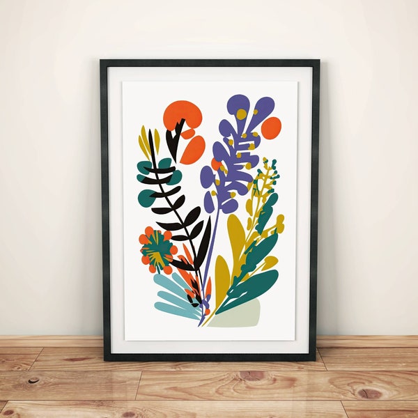 Poster Bunte Blumen im Stil von Matisse Wandbild Blumen Matisse Poster Wanddeko Wall Art Poster Wohnzimmer Blumen Matisse Modern Home