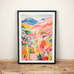Farbenfrohe abstrakte Landschaft | Lebhafte Farben | Außergewöhnliches Poster