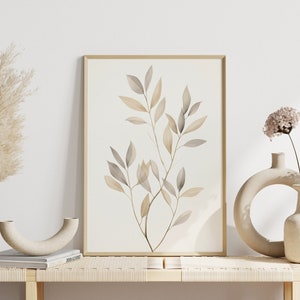 Arte murale boho: pianta minimalista su sfondo chiaro | Design d'interni scandinavo | Poster moderno con pianta in beige