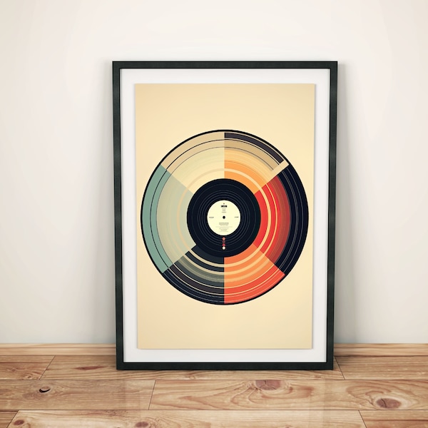 Buntes Schallplatten-Poster | Wandkunst für Musikliebhaber | Moderne Musiker Dekoration | Deko für Musikzimmer | Dekoratives Musik Poster