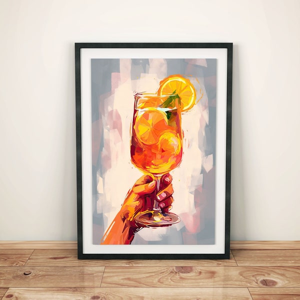 Modern Aperol Spritz Mural | Colorful cocktail decoration | Abstract Aperol Spritz Image | Ornate aperitif wall decor | Aperol posters