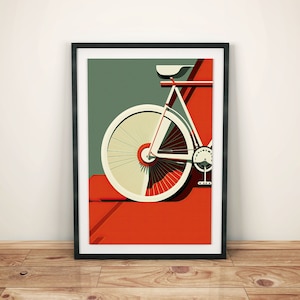 Poster Bauhaus di biciclette | Arte murale astratta di biciclette | Stile vintage di metà secolo | Immagine di bici da corsa | Design Bauhaus | Decorazione murale moderna