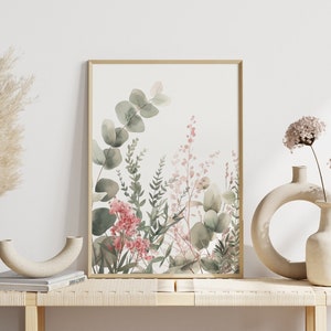 Wohnzimmer Deko Boho-Stil | Botanische Illustration Wandkunst | Wasserfarben Naturpflanzen Druck | Skandi Wanddeko Pflanzen Aquarell