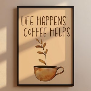 Funny kitchen decoration coffee poster | Gift for coffee junkies | Barista wall art | Decoration coffee drinkers | Humorous coffee decoration kitchen
