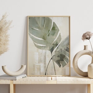 Dekoratives Palmenblatt Wandbild | Minimalistisches Poster mit Palmenwedel | Moderne Boho Deko | Abstrakte Pflanzenillustration | Bild Palme
