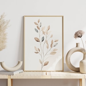Skandinavisches Wandkunst-Poster: Minimalistische Pflanze in dezenten Farben | Modernes Wandbild | Boho Poster | Moderner Einrichtungsstil