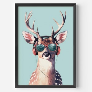 Poster divertente per il soggiorno | Quadro moderno con animali per il bagno degli uomini | Idea regalo originale murale | arte decorativa scandinava