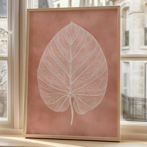 Decorazione da parete botanica per camera da letto | Stampa artistica con foglie boho | Stampa da parete in terracotta con motivo naturale | Poster minimalista scandinavo per soggiorno