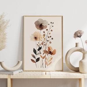 Atmosfera naturale: fiori per la casa boho | Decorazione murale semplice | Stile scandinavo | Poster moderno e senza tempo