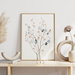 Modern Wall Art: Minimalist Branch in Soft Colors | Elegant wall decoration | Scandinavian style mural | Simple decoration