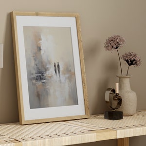 Póster moderno de pareja amorosa con siluetas | Arte abstracto para sala de estar y oficina | Decoración de pared minimalista para pasillo y dormitorio.