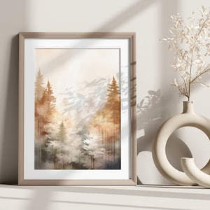 Zeitlose Boho Wanddekoration: Abstrakter Wald in Beige | Hygge Deko | Natur Poster | Bilder Wohnzimmer Büro | Moderne Wanddeko Kunstdruck