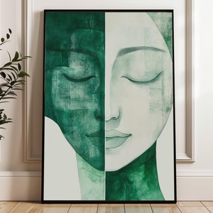 Abstrakte Kunst | Grüne Deko | Elegantes Wandbild für ruhige Atmosphäre | Moderner Kunstdruck | Meditative Wandkunst | Ästhetisches Poster