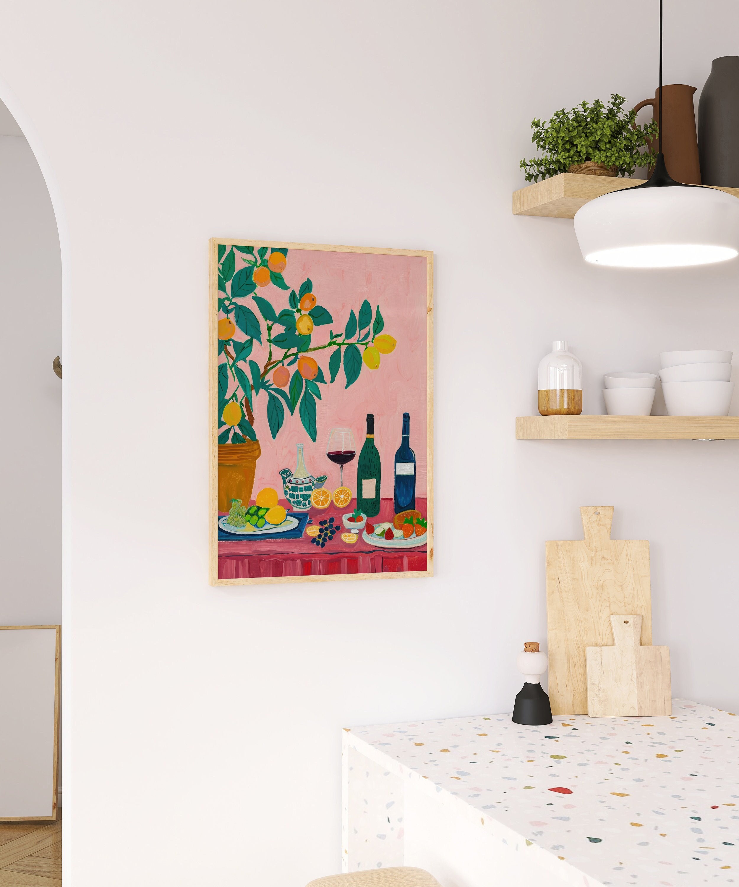Abstract Dining Table Wall Art | Vibrant Food Poster | Vintage Kitchen ...