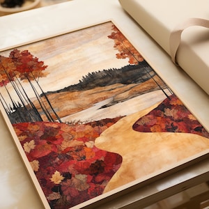 Wald und Natur Poster | Bild für Wohnzimmer Dekoration | Ruhige Deko Wandkunst | Wanddeko Schlafzimmer Büro Flur | Kräftige Farben Erdtöne