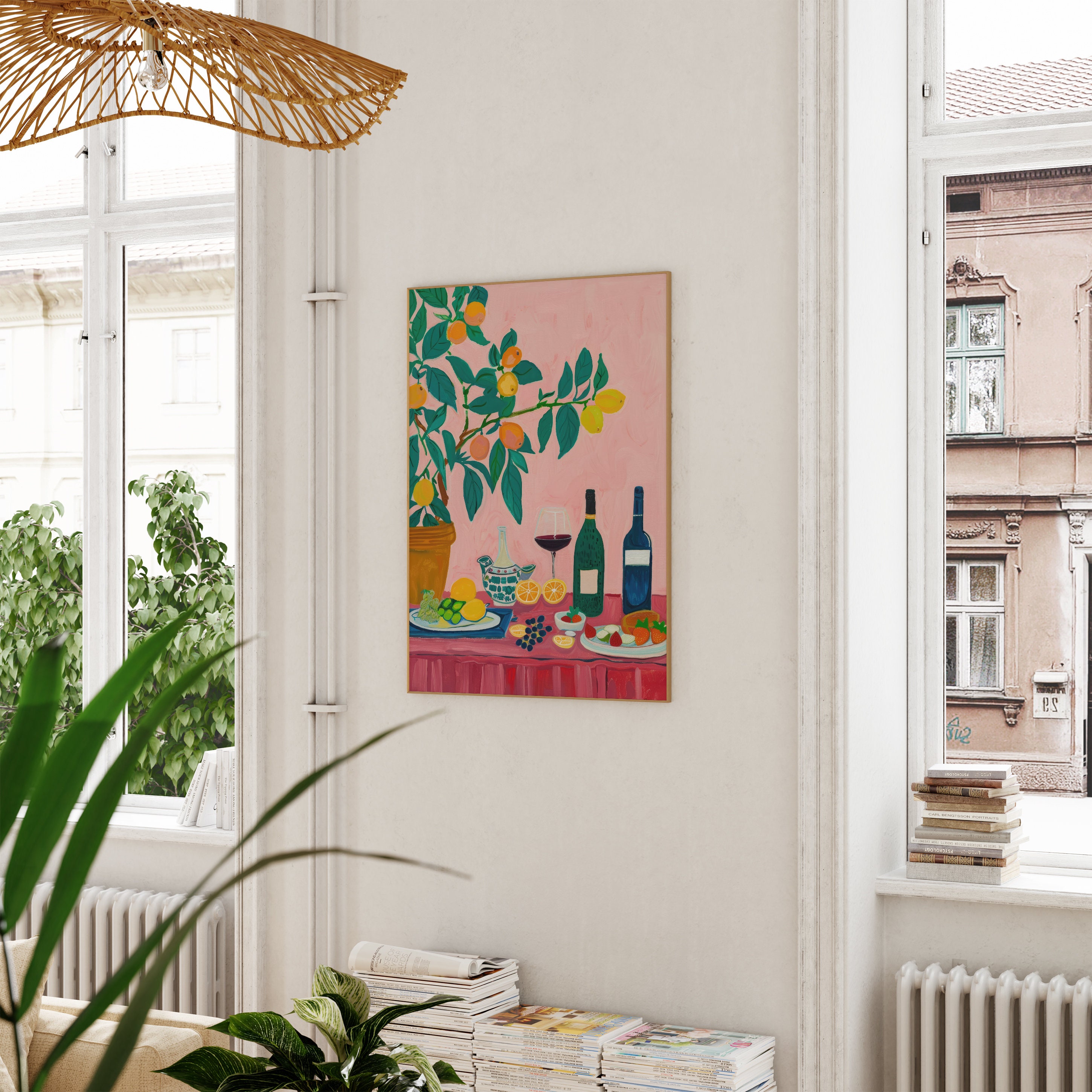 Abstract Dining Table Wall Art | Vibrant Food Poster | Vintage Kitchen ...