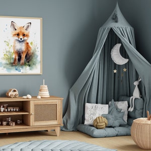 Decorazione per soggiorno | Illustrazione di volpe ad acquerello | Simpatica stampa di animali | Stampa artistica scandinava per cameretta, ufficio, regalo immagine 9