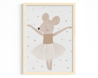 Decorazioni per la cameretta del bambino: poster con topo ballerina | poster minimalista per bambini | poster con animale ballerina | poster per la cameretta del bambino | regalo per neonati