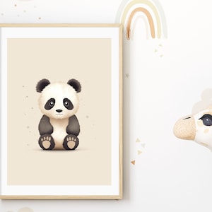 Arte infantil | Póster minimalista de panda | Ilustración de animal neutro | Decoración de pared para habitación de bebé | Idea de regalo escandinava para baby shower