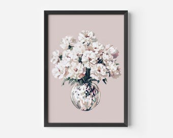 Vintage living room wall decor | Romantic floral posters | Pastel flower illustrations | Scandinavian art prints for bedroom and hallway