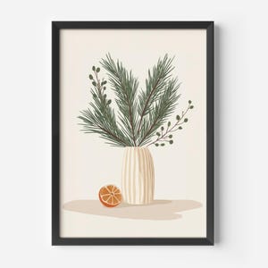 Cuadro de pared escandinavo para salón y pasillo | Arte natural minimalista estilo boho | Póster Jarrón con ramas | Idea de decoración tranquila