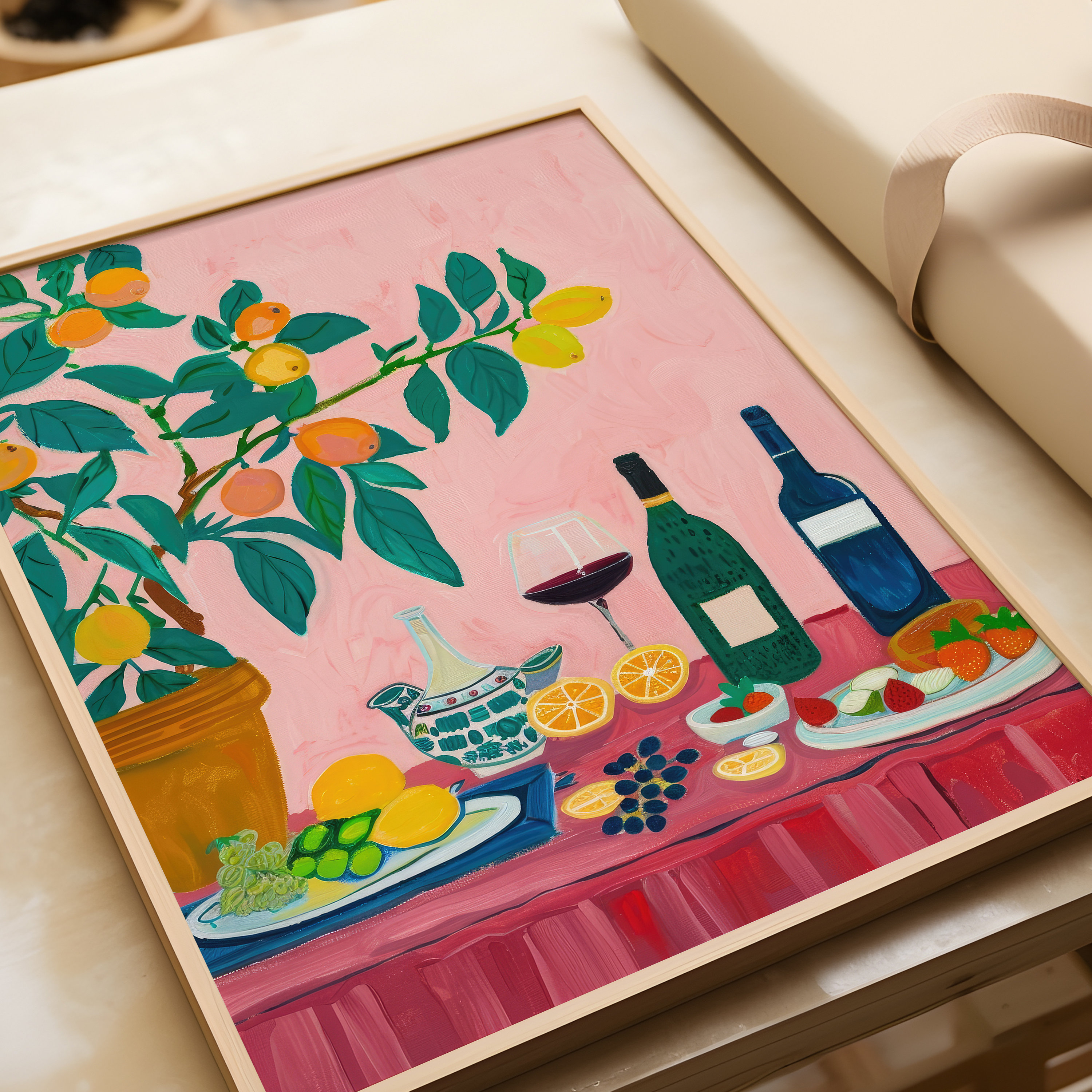 Abstract Dining Table Wall Art | Vibrant Food Poster | Vintage Kitchen ...