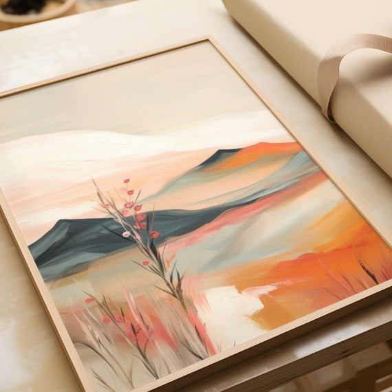 Dekoratives Naturposter beruhigend | Skandinavisches Landschaftsbild | Moderne Kunst Beiger Akzent | Elegante Wandkunst Wohnzimmer Flur Büro