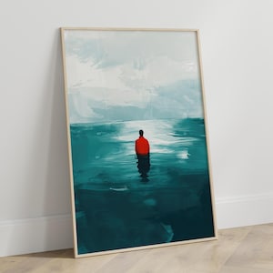 Manifesto della natura blu | Arte rilassante per la tua casa | Paesaggio moderno | Arte per corridoio, camera da letto, ufficio | Decorazione murale digitale mare