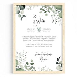 Certificato di padrino | Certificato di padrino | Certificato di battesimo | Regalo personalizzato per il battesimo | Regalo per il battesimo | Regalo per il padrino | Lettera per il padrino