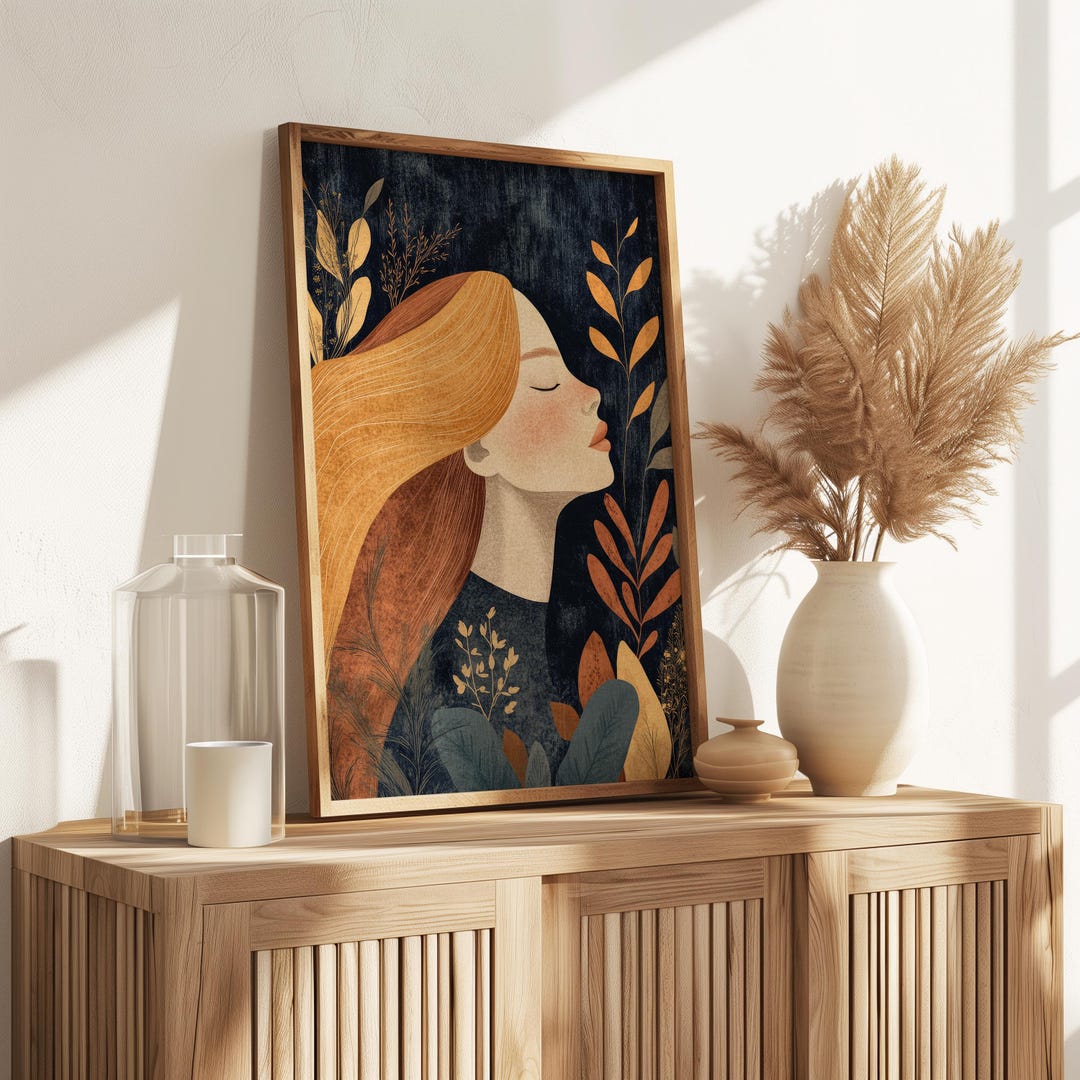 Wohnzimmer Deko Vintage Stil Poster Herbstliches Wandbild Frau Wohnzimmer Deko Vintage Stil Poster Herbstliches Wandbild Frau