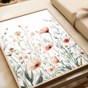 Poster floreale in stile acquerello | Decorazione murale per camera da letto | Delicata arte floreale estiva | Decorazione romantica per soggiorno | Poster con fiori di campo