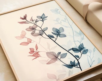Minimalist living room wall decor | Scandinavian plant posters | Pastel vintage art prints | Botanical art bedroom decor