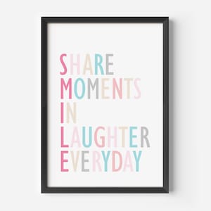 Motivazione del poster | Tipografia murale moderna | detti immagine | Citazione positiva | Decorazione murale del buon umore | Vivi, ridi, ama | sorriso dicendo