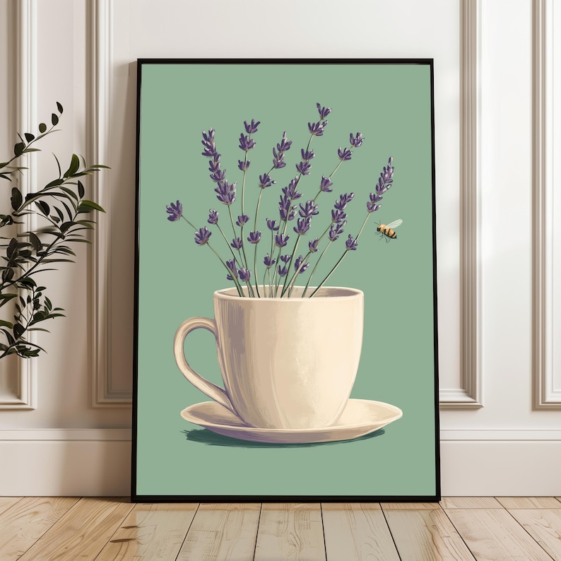 Provence Lavendel Poster | Vintage Küchenkunst | Florale Wanddeko für Esszimmer | Ländliche Aquarell Bilder | Shabby Chic Wohnungsdeko Romantische Lavendel Wandkunst | Botanische Illustration | Landhausstil Blumenbild | Natur Aquarell Poster für Wohnzimmer & Küche | Beruhigende Dekoration