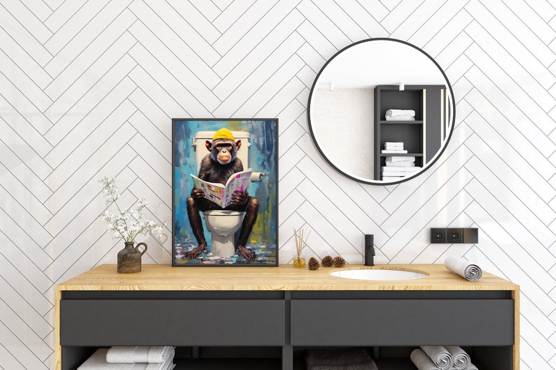 Lustiges Badezimmer-Poster Im Schwarzen Rahmen – Humorvolle Wandkunst Für Toilette & Bad