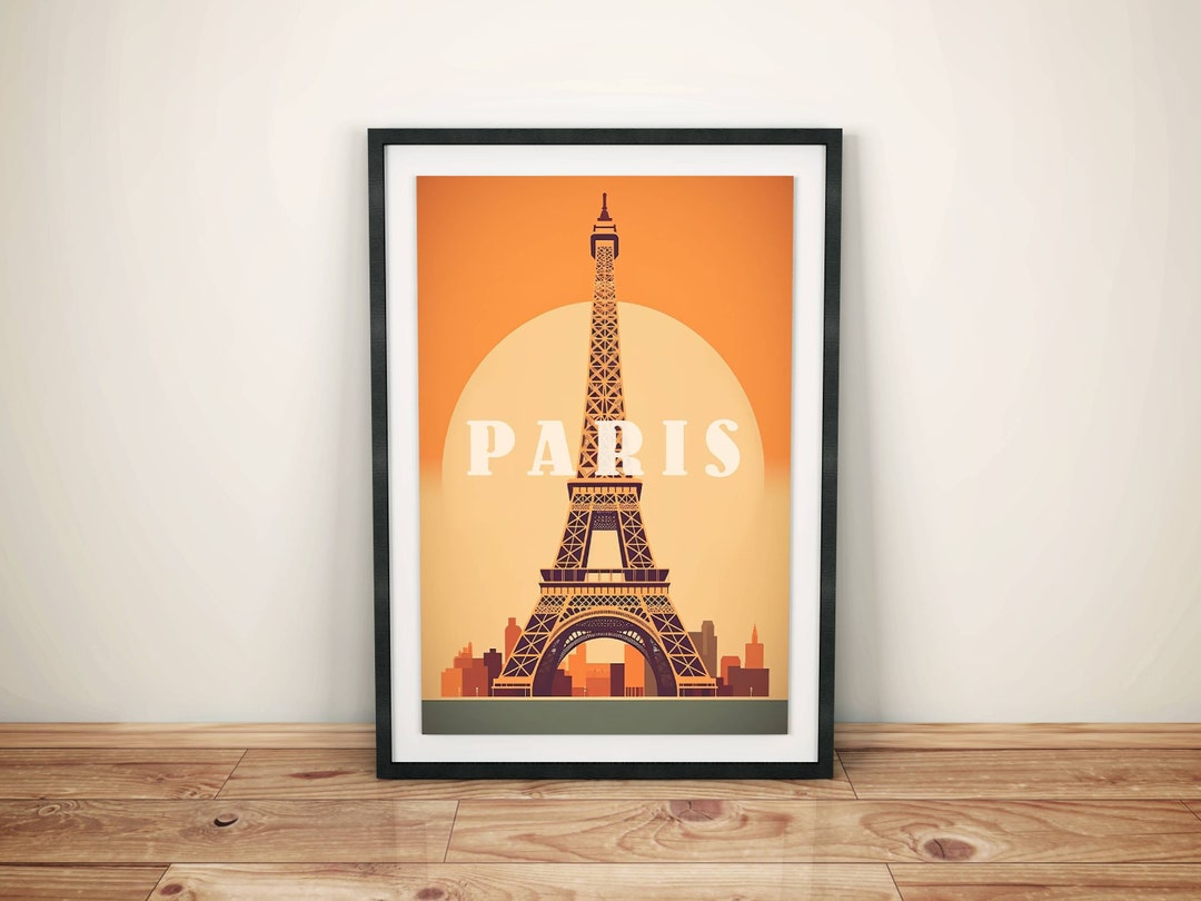 Retro Eiffel Tower Poster Vintage Paris Wall Art Paris Poster in Retro Style Paris Wall Decor in
