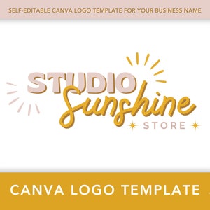 Logo Design Template Canva | Editable Logo Template | Small Business Logo Design | Branding | Retro Logo Design | Bright Sunshine Boho Logo