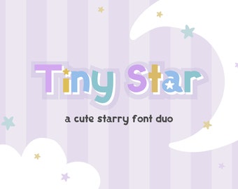 Tiny Star Font Duo with Stars | Cute Font for Canva | Procreate Font | Goodnotes Font | Decorative Font | Handwriting Font | Cutout Font Duo
