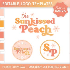 Logo Design Template Canva | Editable Logo Template | Small Business Logo Design | Branding | Retro Logo Design | Bright Sunshine Boho Logo