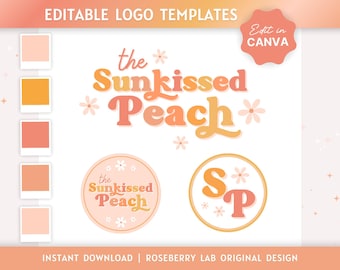 Logo Design Template Canva | Editable Logo Template | Small Business Logo Design | Branding | Retro Logo Design | Bright Sunshine Boho Logo