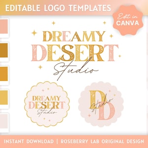 Logo Design Template Canva | Editable Logo Template | Small Business Logo Design | Branding | Retro Logo Design | Bright Sunshine Boho Logo