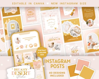 Plantillas para publicaciones de Instagram Canva / Plantillas creativas para Instagram / Colores brillantes / Marca / Plantilla para redes sociales / Creador de contenido / Estilo bohemio